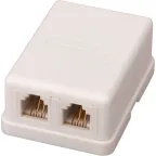 Розетка телефонная внешняя, 2 порта UTP, RJ-14 (6P4C), CAT 3 (50шт/уп)