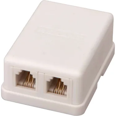 Розетка телефонная внешняя, 2 порта UTP, RJ-14 (6P4C), CAT 3 (50шт/уп)