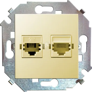 15 Розетка компьютерная двойная RJ45 кат.5е слоновая кость