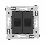                 Avanti Компьютерная розетка RJ-45 без шторки в стену, кат.6А двойная, Черный матовый
               