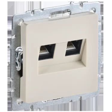 BRITE Розетка компьютерная двойная RJ45 кат.6 РК11-2-БрКр бежевый IEK