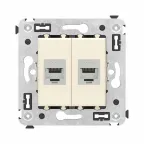                  Avanti Компьютерная розетка RJ-45 без шторки в стену, кат.6 двойная экранированная, Ванильная дымка
               
