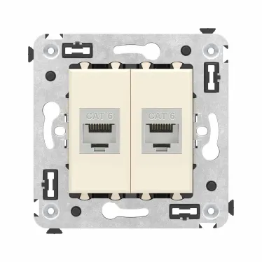 Avanti Компьютерная розетка RJ-45 без шторки в стену, кат.6 двойная экранированная, Ванильная дымка