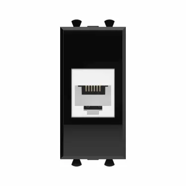 Avanti Телефонная розетка RJ-12 без шторки модульная Черный квадрат 1 модуль