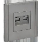                  FORTE@PIANO Розетка компьютерная двойная RJ45 кат.5E FP533 сталь IEK
               