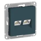                  Розетка ATLASDESIGN двойная компьютерная RJ45+RJ45 категория 5E механизм изумруд
               