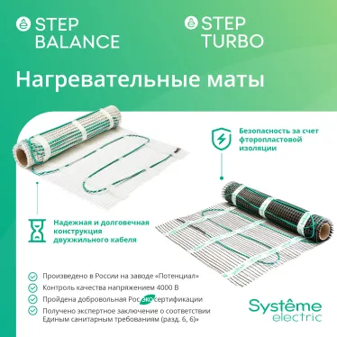STEP TURBO Теплый пол/Мат нагревательный STM200050, 200 Вт/м2, 1000 Вт, 5 м2