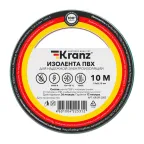 Изолента ПВХ KRANZ 0.13х15 мм, 10 м, зеленая 10шт