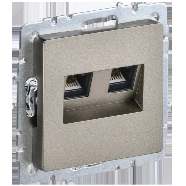 BRITE Розетка компьютерная двойная RJ45 кат.6 РК11-2-БрШ шампань IEK
