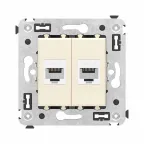 Avanti Компьютерная розетка RJ-45 без шторки в стену, кат.6 двойная, Ванильная дымка
