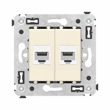 Avanti Компьютерная розетка RJ-45 без шторки в стену, кат.6 двойная, Ванильная дымка