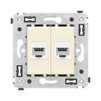 Avanti Компьютерная розетка RJ-45 без шторки в стену, кат.6А двойная, Ванильная дымка