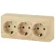 Розетка 3х2P+E Schuko, 16A-250В, ОУ, Эра Эксперт, сосна, 11-2208-11