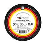 Изолента ПВХ KRANZ 0.13х15 мм, 25 м, черная