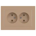 Розетка Intro Accent 6-204-04 2х2P, 16А-250В, IP20, СУ, AL/CU, шампань