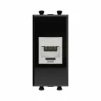 Avanti Компьютерная розетка RJ-45 без шторки модульная кат.6А экранированная Черный квадрат 1 модуль