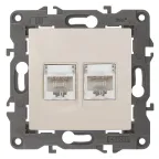 Розетка 2хRJ45, Эра Elegance, сл.кость, 14-3108-02