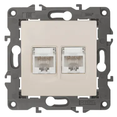 Розетка 2хRJ45, Эра Elegance, сл.кость, 14-3108-02