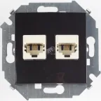                 Розетка компьютерная двойная RJ45 категория 5е черный глянец
               