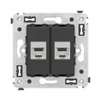 Avanti Компьютерная розетка RJ-45 без шторки в стену, кат.6 двойная экранированная, Черный матовый