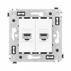 Avanti Компьютерная розетка RJ-45 без шторки в стену, кат.6 двойная, Белое облако