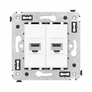 Avanti Компьютерная розетка RJ-45 без шторки в стену, кат.6 двойная, Белое облако