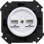                  Розетка 2RJ45 + накладка, цвет белый (скрытый монтаж)
               