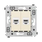                  Avanti Компьютерная розетка RJ-45 без шторки в стену, кат.5е двойная, Ванильная дымка
               