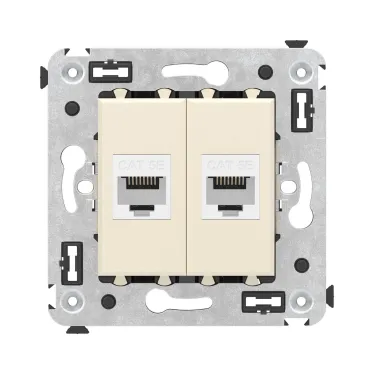 Avanti Компьютерная розетка RJ-45 без шторки в стену, кат.5е двойная, Ванильная дымка