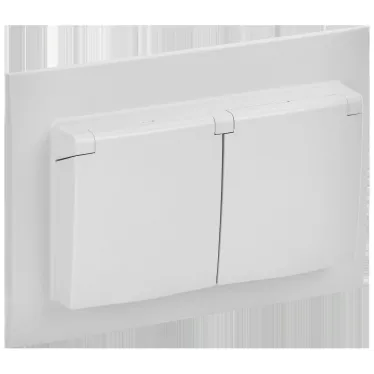 SKANDY Розетка 2-местная и крышкой 16А в сборе IP44 SK-R12W арктический белый IEK