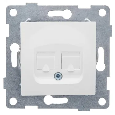 Розетка компьютерная и телефонная RJ45, RJ12 Ugra, механизм, жемчуг