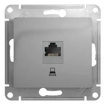 GLOSSA Розетка компьютерная RJ45 категория 5е в рамку алюминий