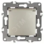 Розетка 2P+E Schuko со шторками с крышкой, 16A-250В, Эра12, шампань, 12-2103-04