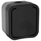 Розетка 1-местная с заземляющим контактом и крышкой TORS 16А IP55 графит