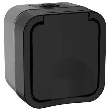 Розетка 1-местная с заземляющим контактом и крышкой TORS 16А IP55 графит