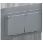 SKANDY Розетка 2-местная и крышкой 16А в сборе IP44 SK-R12Gr серый IEK