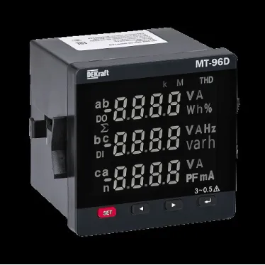 Мультиметр 96х96мм трехфазный, вход 100В 1А, THD, RS485+DO, МТ-96D