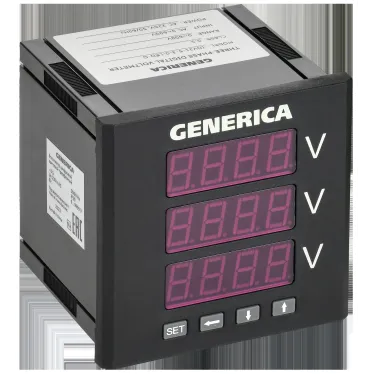 Вольтметр цифровой щитовой трехфазный 96х96мм LED GENERICA