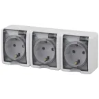 Розетка 3х2P+E IP54, 16A-250В, ОУ, Эра Эксперт, белый, 11-2405-01