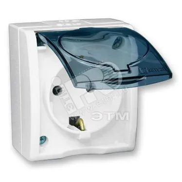 15 Aqua Розетка 2Р+Е Schuko с крышкой полупр. IP54 16А 250В винтовой зажим S15A белый