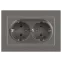 Розетка Intro Accent 6-205-09 двойная 2X2P+E Schuko, 16А-250В, IP20, СУ, AL/CU, титан