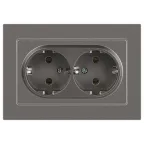 Розетка Intro Accent 6-205-09 двойная 2X2P+E Schuko, 16А-250В, IP20, СУ, AL/CU, титан