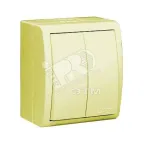 15 Aqua Выключатель двухклавишный с подсветкой IP54 10А 250В винтовой зажим S15A слоновая кость