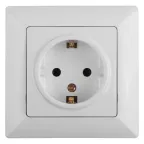 Розетка 2P+E Schuko со шторками, 16А-250В, СУ, Solo, белый, 4-206-01