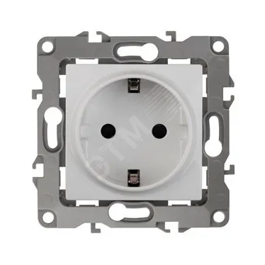 Розетка 2P+E Schuko со шторками, 16A-250В, Эра12, белый, 12-2102-01