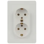 Розетка двойная с заземлением 2X2P+E Schuko, 16А-250В, IP20, СУ, белый Intro 7-205-01 Style
