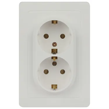 Розетка двойная с заземлением 2X2P+E Schuko, 16А-250В, IP20, СУ, белый Intro 7-205-01 Style