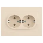 Розетка Intro Accent 6-205-02 2X2P+E Schuko, 16А-250В, IP20, СУ, AL/CU, слоновая кость