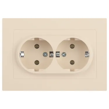 Розетка Intro Accent 6-205-02 2X2P+E Schuko, 16А-250В, IP20, СУ, AL/CU, слоновая кость