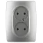 Розетка 2X2P, 16A-250В, Эра12, алюминий, 12-2107-03